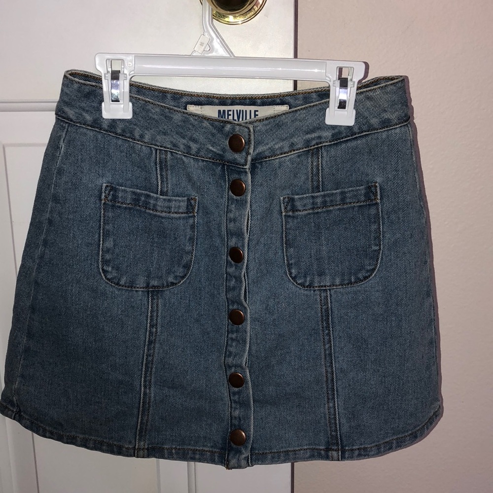 Brandy Melville light wash blue jean skirt.